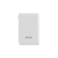 POWER BANK 5.000MAH WHITE POWER PLUS ROVI, CARICABATTERIE PORTATILE 2 PORTE USB-A 1 USB-C