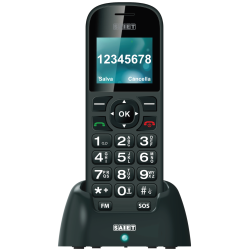 SAIET COMODO BLACK, TELEFONO PER ANZIANI, TASTI GRANDI, BASETTA RICARICA