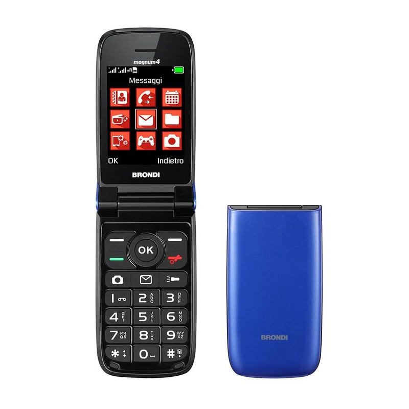 BRONDI MAGNUM 4 BLU, CELLULARE PER ANZIANI, TASTI GRANDI