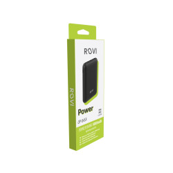 POWER BANK 5.000MAH BLACK POWER PLUS ROVI, CARICABATTERIE PORTATILE 2 PORTE USB-A 1 USB-C